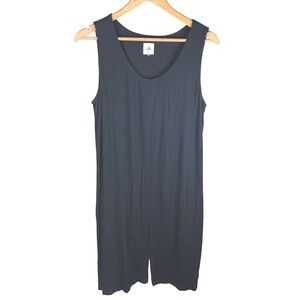 Cabi Black Sleeveless Faux Wrap Mini Dress Stretch Rayon Knit Split Front‎ Med